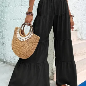 Clémence | Pantalon Large à Ourlet Volanté, Élégant et Décontracté pour Femme