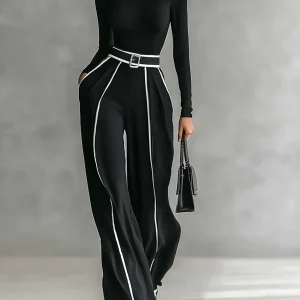 Victoire | Ensemble Col Roulé & Pantalon Évasé Chic