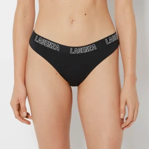 Thong Panty With Logo in Tuxedo Black