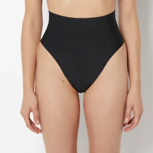High Waist Smoothing Thong Panty in Tuxedo Black