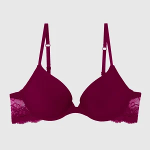 Smooth Push Up Plunge Bra with Lace Wing
