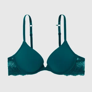Smooth Push Up Plunge Bra with Lace Wing