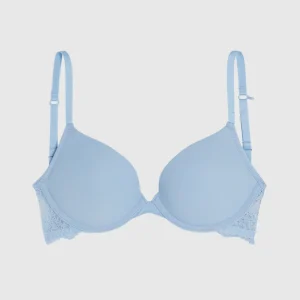 Smooth Push Up Plunge Bra with Lace Wing