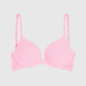 Smooth Push Up Plunge Bra with Lace Wing