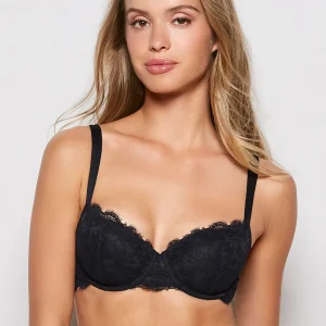 Lightly Lined Balconette Bra in Smoulder Black