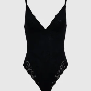 Smoothing Lace Bodysuit in Black
