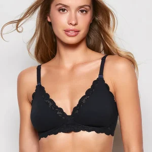 Nursing Bra with Lace Wing in Black