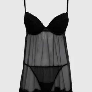 Push Up Babydoll with Lace Trim