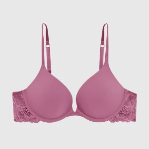 Smooth Push Up Plunge Bra with Lace Wing