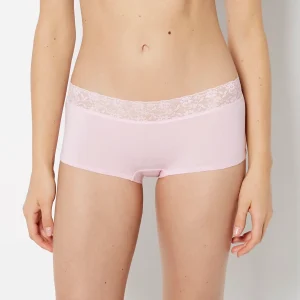Boyshort Cotton Panty With Lace Trim in Sweet Dream