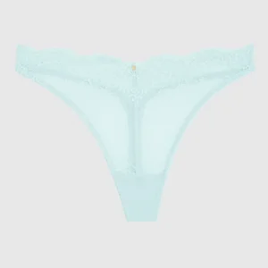 Lace High Leg Thong Panty in Vista Blue