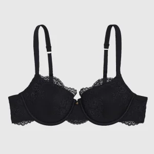 Allover Lace Lightly Lined Balconette Bra in Black