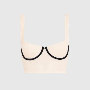 Unlined Satin Balconette Bra Top in Ivory Dawn