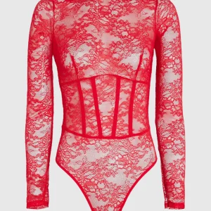 Unlined Long Sleeve Bodysuit in Cosmo Red