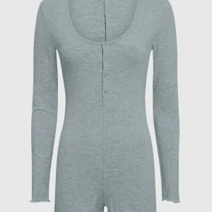 Long Sleeve Ribbed Onesie in Cool Gray