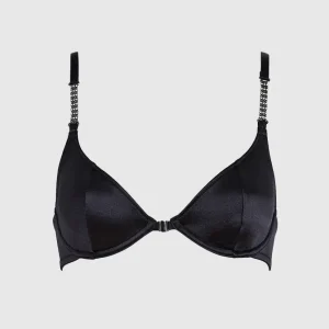 Satin Unlined Bra in Smoulder Black
