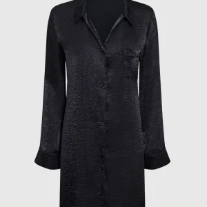 Satin Sleepshirt in Smoulder Black