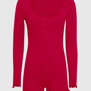 Long Sleeve Onesie in Cosmo Red