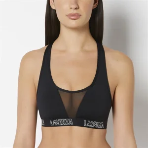 Low Impact  Sports Bra with Logo in Smoulder Black