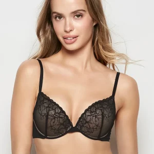 Lace Push Up Bra in Black and Blush