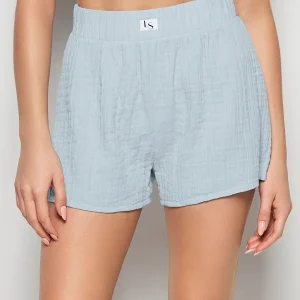 Textured Pajama Short in Subdued Blue