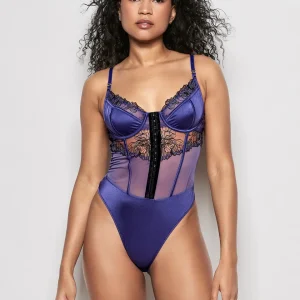 Lightly Lined Lace Bodysuit in Dusk Blue