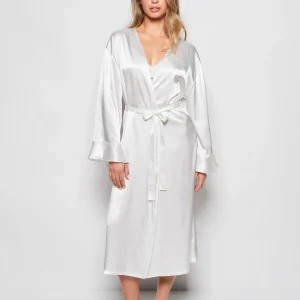 Satin Mid Length Robe in Ivory