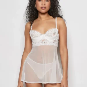 Unlined Balconette Babydoll with a Bow in Ivory