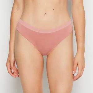 Thong Panty With Vanishing Trim in Old Rose