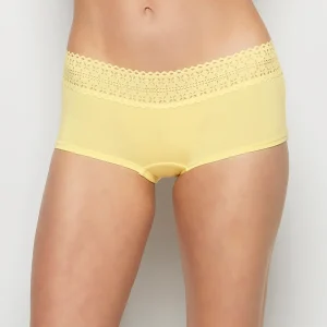Boyshort Panty with Lace Trim in Mellow Yellow