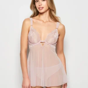 Unlined Shimmer Babydoll in Iced Lilac