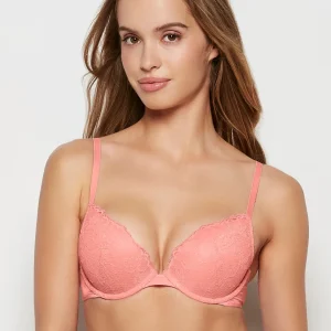 Lace Push Up Bra in Peach Fizz
