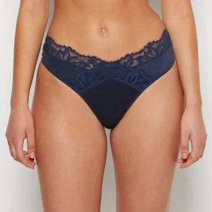 Lace Thong Panty in Dark Navy