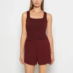 Square Neck Sleep Tank in Russian Ruby