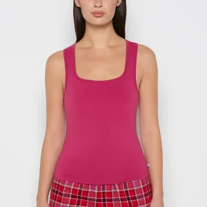 Square Neck Sleep Tank in Fuchsia Red