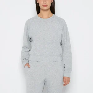 French Terry Crew Neck Sleep Top in Cool Gray Heather