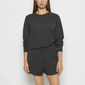 French Terry Crew Neck Sleep Top in Charcoal Heather