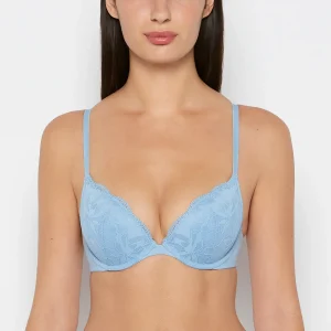 Charmed Push Up Plunge Lace Cup Bra in Glacier Lake