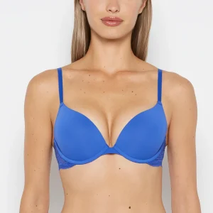 Charmed Micro Cup Bra with Lace Wing in Dazzling Blue