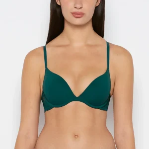Charmed Micro Cup Bra with Lace Wing in Emerald Green