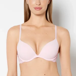 Smooth Push Up Plunge Bra With Charmed Lace Wing in Sweet Dream