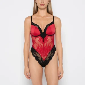 Demi Opulent Lace Bodysuit in Crimson