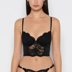 Demi Cup Bustier Bra Top in Tuxedo Black
