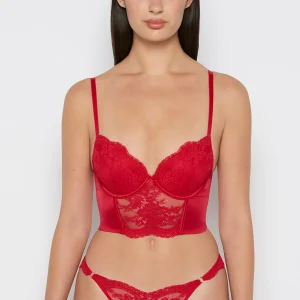 Demi Cup Bustier Bra Top in Crimson