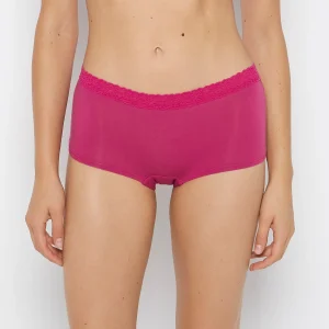Boyshort Pantie with Cozy Trim in Fuchsia Red