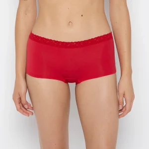 Boyshort Pantie with Cozy Trim in Crimson