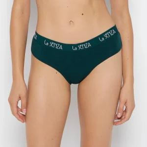 Art Deco Logo Hipster Panty in Emerald Green Heather
