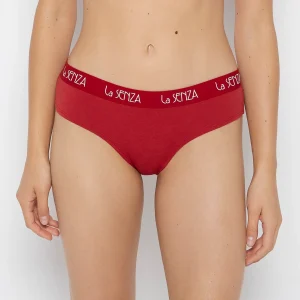 Art Deco Logo Hipster Panty in Crimson Heather