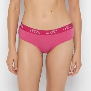Art Deco Logo Hipster Panty in Fuchsia Red Heather