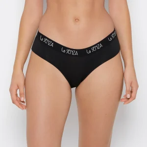 Art Deco Logo Hipster Panty in Tuxedo Black